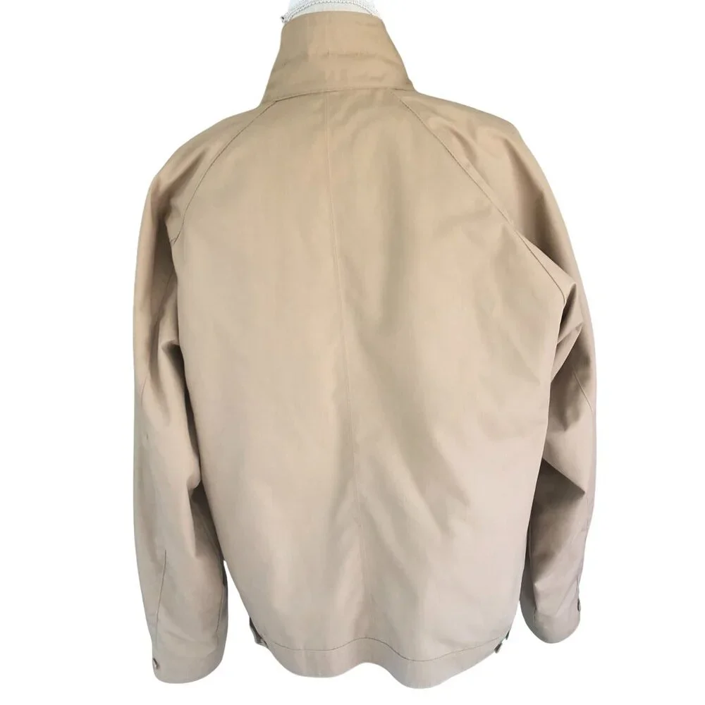 London Fog Beige Car Coat Men’s Medium Vintage Rain Jacket Plaid Lining